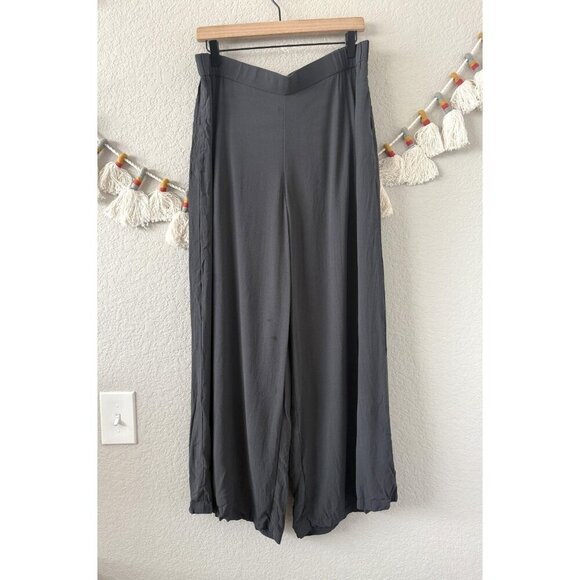 Eileen Fisher Silk Georgette Pull On Wide Leg Crop Pant Flowy Minimalist Coastal - Picture 1 of 9